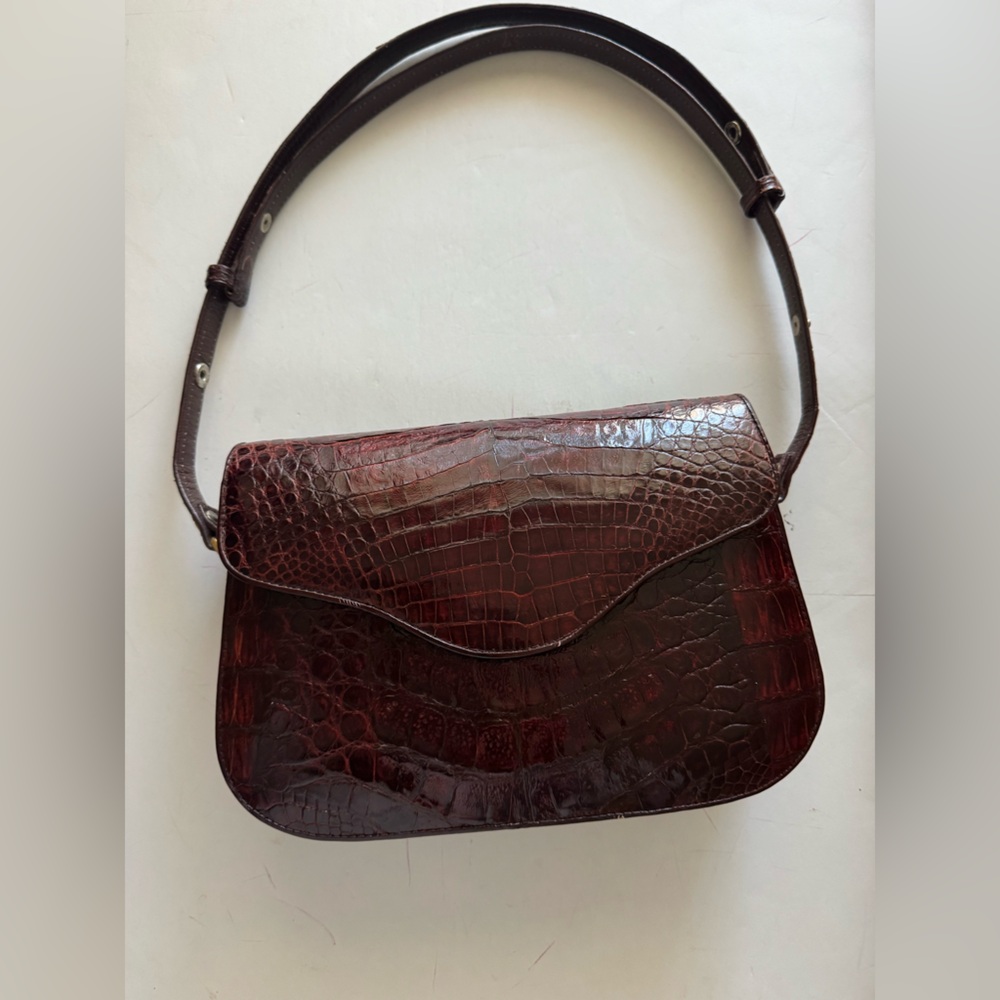 Vintage genuine Crocodile Leather Shoulder Bag